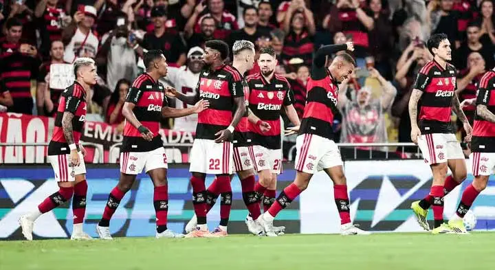 Jogadores do Flamengo na vitória sobre o Remo — Foto: Gilvan de Souza/Flamengo